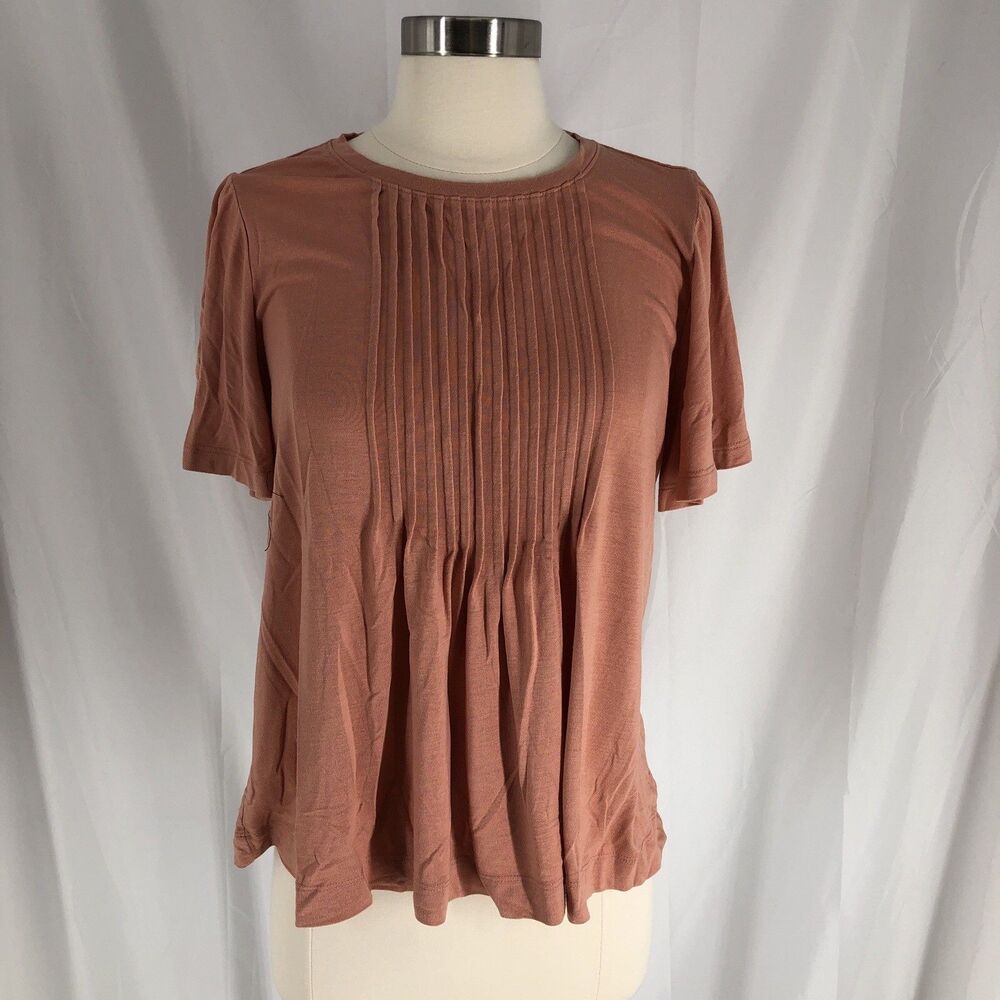 Banana Republic Women’s Threadsoft Thread Soft Peach T Shirt Pleated Small